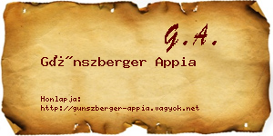 Günszberger Appia névjegykártya